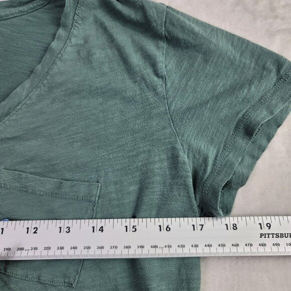 Madewell Green Washed Women's V-Neck Pocket T-Shirt | Size S - Picture 4 of 6